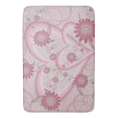 Rosa Abstrakte Herzen & Blume Liebe Fraktal Art Badematte (Vorderseite Vertikal)