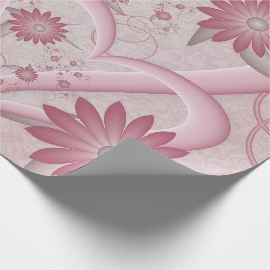 Rosa Abstrakte Herzen & Blume Liebe Fraktal Art Geschenkpapier (Ecke)
