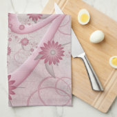 Rosa Abstrakte Herzen & Blume Liebe Fraktal Art Geschirrtuch (Viertel Falte)