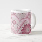 Rosa Abstrakte Herzen & Blume Liebe Fraktal Art Jumbo-Tasse (Vorderseite Rechts)
