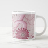 Rosa Abstrakte Herzen & Blume Liebe Fraktal Art Jumbo-Tasse (Rechts)