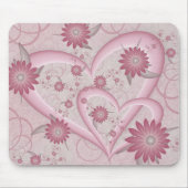Rosa Abstrakte Herzen & Blume Liebe Fraktal Art Mousepad (Vorne)