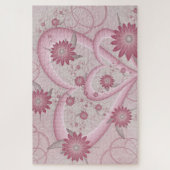 Rosa Abstrakte Herzen & Blume Liebe Fraktal Art Puzzle (Vertikal)