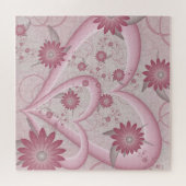 Rosa Abstrakte Herzen & Blume Liebe Fraktal Art Puzzle (Horizontal)