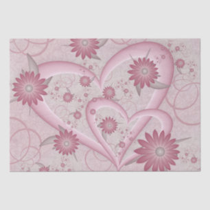 Rosa Abstrakte Herzen & Blume Liebe Fraktal Art Seidenpapier