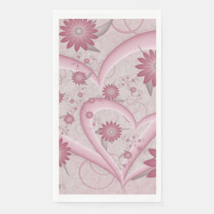 Rosa Abstrakte Herzen & Blume Liebe Fraktal Art Serviette
