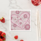 Rosa Abstrakte Herzen & Blume Liebe Fraktal Art Serviette (Beispiel)