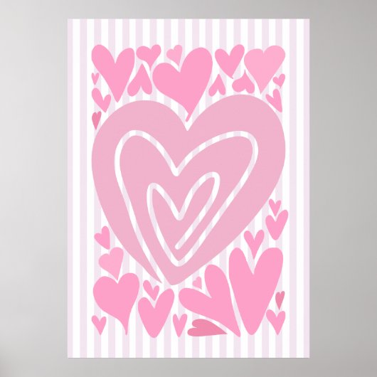Rosa abstrakte Herzen Poster (Vorne)