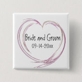 Rosa Abstrakte Herzhochzeit Button (Vorderseite)