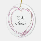 Rosa Abstrakte Herzhochzeit Keramikornament (Links)