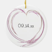 Rosa Abstrakte Herzhochzeit Keramikornament (Hinten)