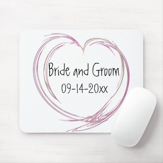 Rosa Abstrakte Herzhochzeit Mousepad (Mit Mouse)