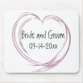Rosa Abstrakte Herzhochzeit Mousepad (Vorne)