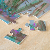 Rosa abstrakte Landschaft mit Bäumen und Hütte Puzzle (Seite)