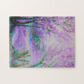 Rosa abstrakte Landschaft mit Bäumen und Hütte Puzzle (Horizontal)