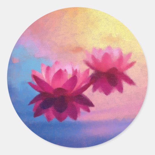 Rosa Abstrakte Lotus-Blume Runder Aufkleber (Vorderseite)