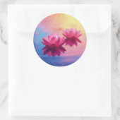 Rosa Abstrakte Lotus-Blume Runder Aufkleber (Tasche)