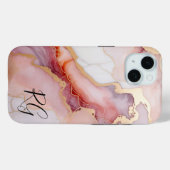 Rosa Abstrakte Marmormonogramm Case-Mate iPhone Hülle (Rückseite (Horizontal))