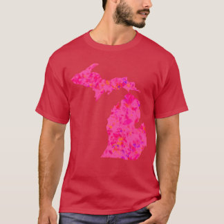 Rosa abstrakte Michigan-Silhouette T-Shirt