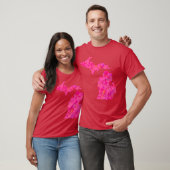 Rosa abstrakte Michigan-Silhouette T-Shirt (Unisex)