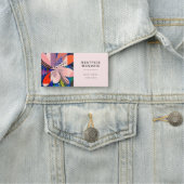 Rosa abstrakte moderne Blumen Namensschild (Beispiel)