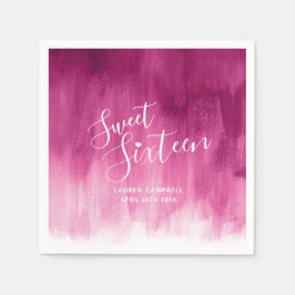 Rosa abstrakte moderne Kunst süß 16 Geburtstag Serviette