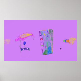 Rosa abstrakte Objekte Zeichnung Poster
