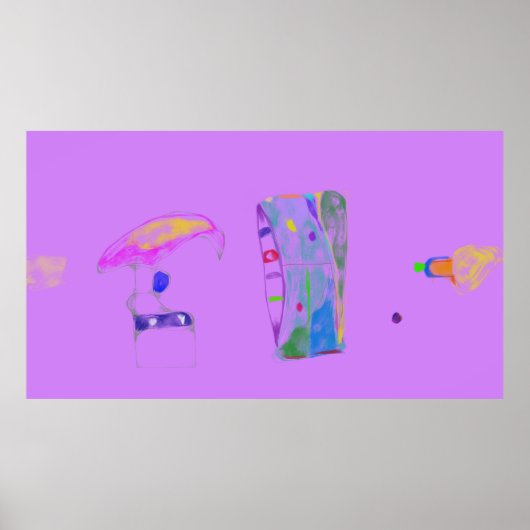 Rosa abstrakte Objekte Zeichnung  Poster (Vorne)