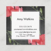 Rosa Abstrakte Rose Buds Chalkboard Hintergrund Quadratische Visitenkarte (Rückseite)