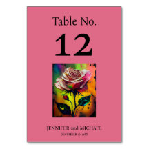 Rosa Abstrakte Rose Hochzeit Tischnummer