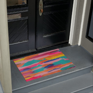 Rosa Abstrakte Streifen Fußmatte