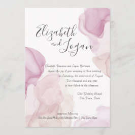Rosa Abstrakte Wasserfarbe Motion Berry Wedding Einladung