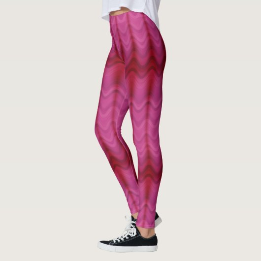 Rosa Abstrakte Wirble Linien Leggings (Links)