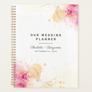 Rosa abstrakte Zukunft Mr Mrs Pink Bisque Hochzeit Planer