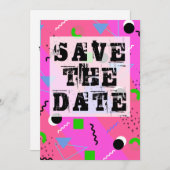 Rosa Abstrakter 80er Memphis Style Einladung (Vorne/Hinten)