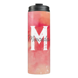 Rosa Abstrakter Monogrammname der Gefärbte Krawatt Thermosbecher