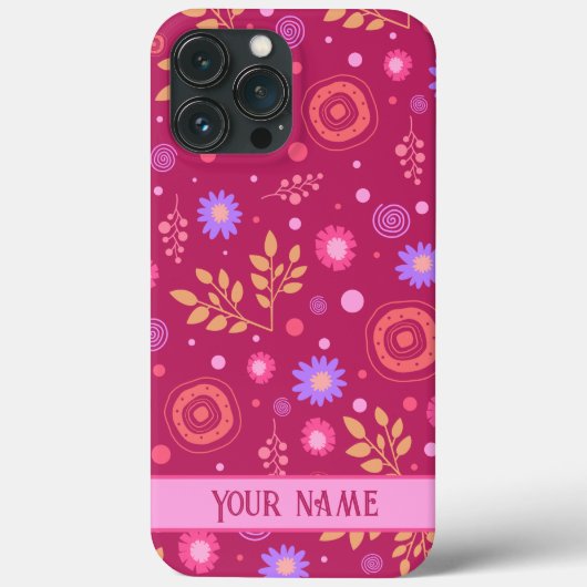 Rosa Abstrakter Personalisierter Name Fun Modern Case-Mate iPhone Hülle (Rückseite)