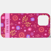 Rosa Abstrakter Personalisierter Name Fun Modern Case-Mate iPhone Hülle (Rückseite (Horizontal))