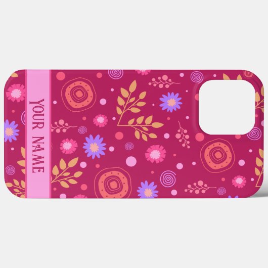 Rosa Abstrakter Personalisierter Name Fun Modern Case-Mate iPhone Hülle (Rückseite (Horizontal))