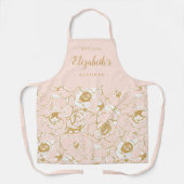 Rosa abstraktes Blumenmuster personalisiertes Koch Schürze (Vorderseite)