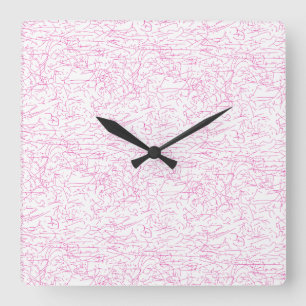 Rosa abstraktes Büro-Ordner-Set Quadratische Wanduhr
