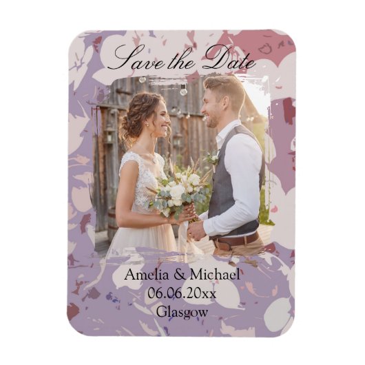 Rosa abstraktes florales Save The Date Magnet (Vertikal)