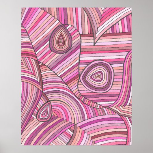 rosa Abstraktes geometrisches Muster mit gekrümmte Poster (Vorne)