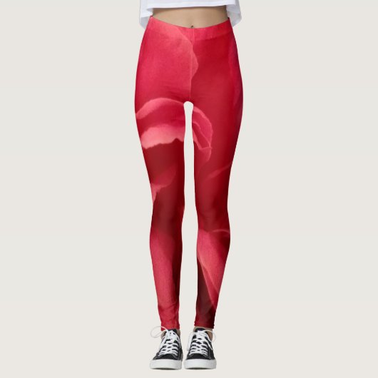 Rosa Abstraktes Marmormuster Leggings (Vorderseite)