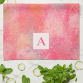 Rosa abstraktes Monogramm-Küchentuch Geschirrtuch (Gefaltet)