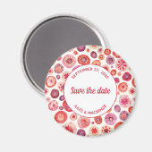 Rosa Abstraktes Muster Save the Date Magnet (Vorderseite/Rückseite)