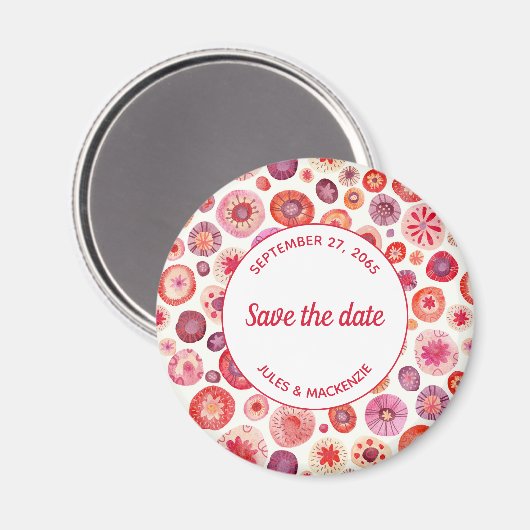 Rosa Abstraktes Muster Save the Date Magnet (Vorderseite/Rückseite)