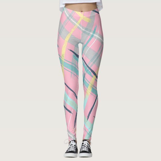 Rosa Abstraktes Nahtloses Muster Leggings (Vorderseite)