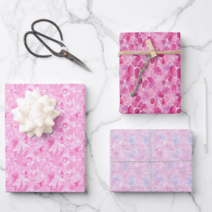Rosa abstraktes Trio Geschenkpapier Set