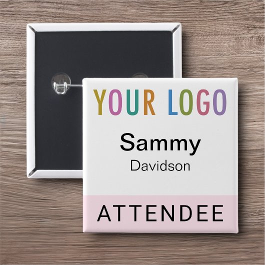 Rosa Abzeichen mit Namen der Teilnehmer mit Logo P Button